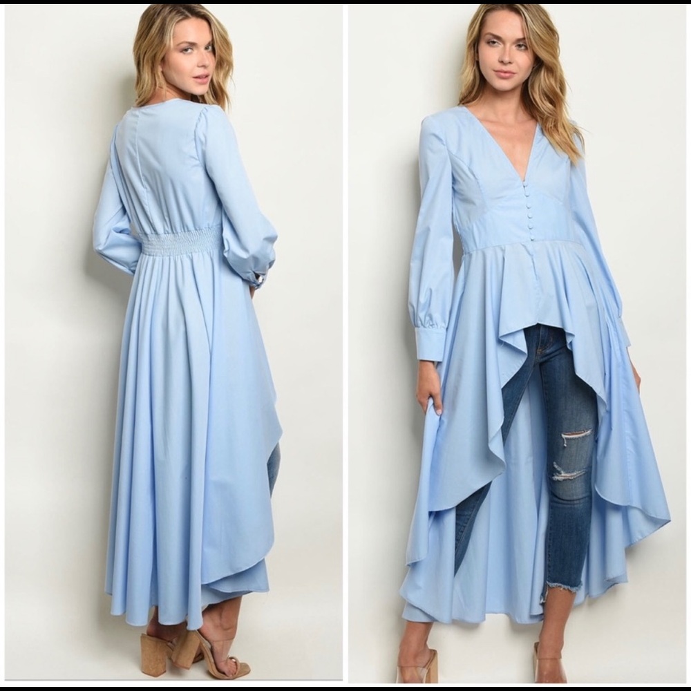 Blue High Low Duster Top